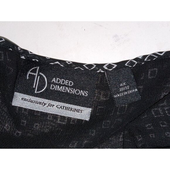 Added Dimensions Womens Top Black Lined Sleeveless Geometric Blouse Size 4X Plus - Picture 6 of 12